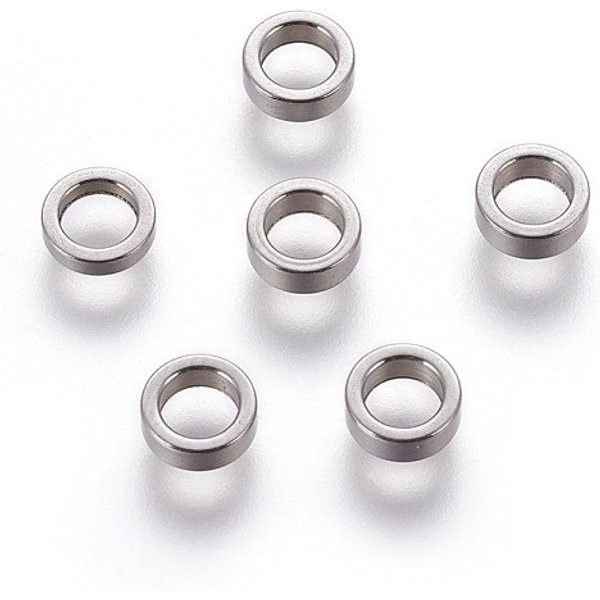 Tarnish Resistant 304 Stainless Steel Spacer Beads, Flat Round, Stainless Steel Color, 6X2Mm, Hole: 4Mm-image
