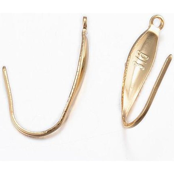 Ohrringhaken Aus Chirurgischem Edelstahl 316, Mit Senkrechter Schleife, Echtes 18K Vergoldet, 20X4.5X1 Mm, Bohrung: 1.2 Mm, Stift: 0.8 Mm-image