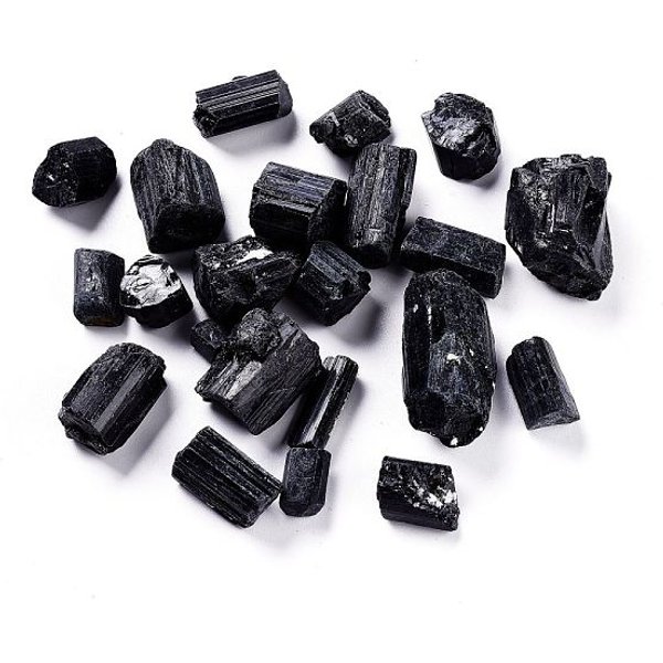 Rough Raw Natural Black Tourmaline Beads, No Hole/Undrilled, Nuggets, 7-30X10-21X12-18Mm, About 76Pcs/500G-image