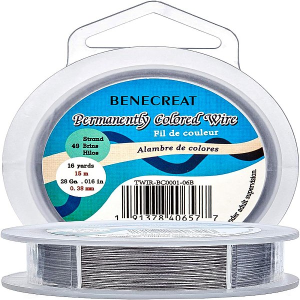 Benecreat 15M 0.38Mm 49-Strand Tiger Tail Beading Wire 316 Stainless Steel Nylon Coated Craft Jewelry Beading Wire For Crafts Jewelry Making-image