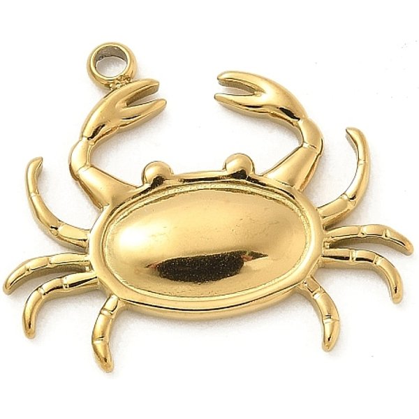 Pendentifs En Acier Inoxydable 304, Charme De Crabe, Or, 16.5X20X2Mm, Trou: 1.4Mm-image