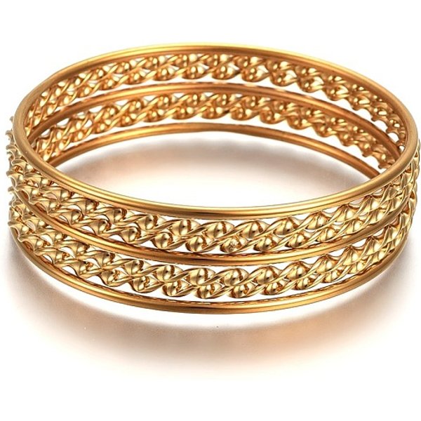 Ensembles De Bracelets Bouddhistes En Acier Inoxydable 304, TorsadéE, Or, 2-3/8 Pouce (6 Cm), Environ 7 Pcs / Ensemble-image