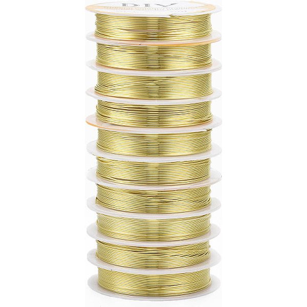 Round Copper Jewelry Wire, Long-Lasting Plated, Golden, 20 Gauge, 0.8Mm, About 9.84 Feet(3M)/Roll-image