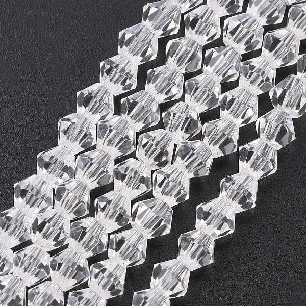 Nachzuahmen öSterreichischen Kristall Doppelkegel Glasperlen SträNge, Klasse Aa, Facettiert, Transparent, 4X4 Mm, Bohrung: 1 Mm, Ca. 80-85 Stk. / Strang, 30-32 Cm-image
