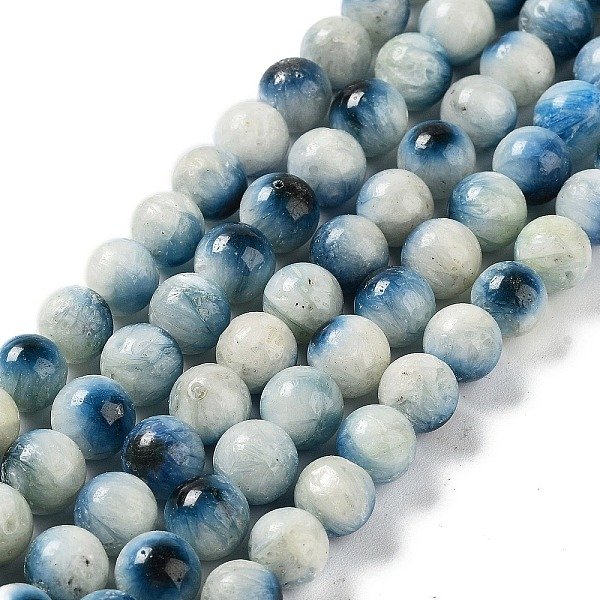 Brins De Perles De Pierre De Glacierite De Glace Bleue Naturelle, Ronde, 8-8.5Mm, Trou: 0.9Mm, Environ 46-47 Pcs/Chapelet, 15.16 Pouce (38.5 Cm)-image