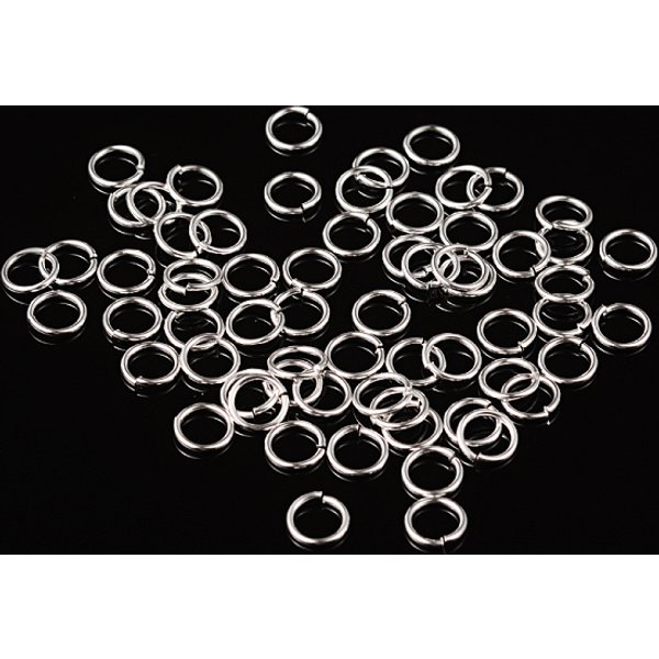 Open Jump Rings Brass Jump Rings, Cadmium Free & Lead Free, Silver, 8X1Mm, 18 Gauge, Inner Diameter: 6Mm, About 4300Pcs/500G-image