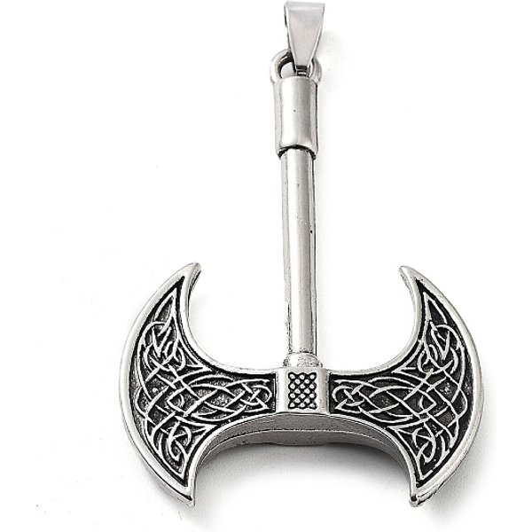 Tibetischen Stil Legierung GroßE AnhäNger, Axt, Antik Silber Farbe, 57.5X38.5X7 Mm, Bohrung: 8X4 Mm-image