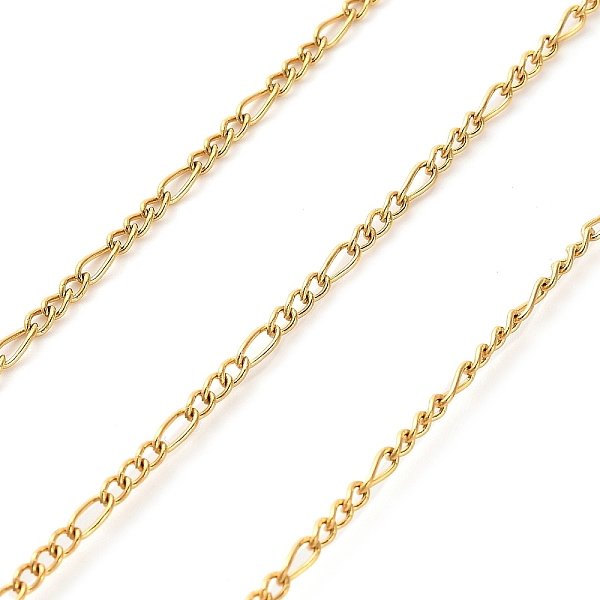 304 Stainless Steel Twisted Chains Curb Chains, Ion Plating(Ip), With Spool, Soldered, Real 18K Gold Plated, 2X4X1Mm,10M-image