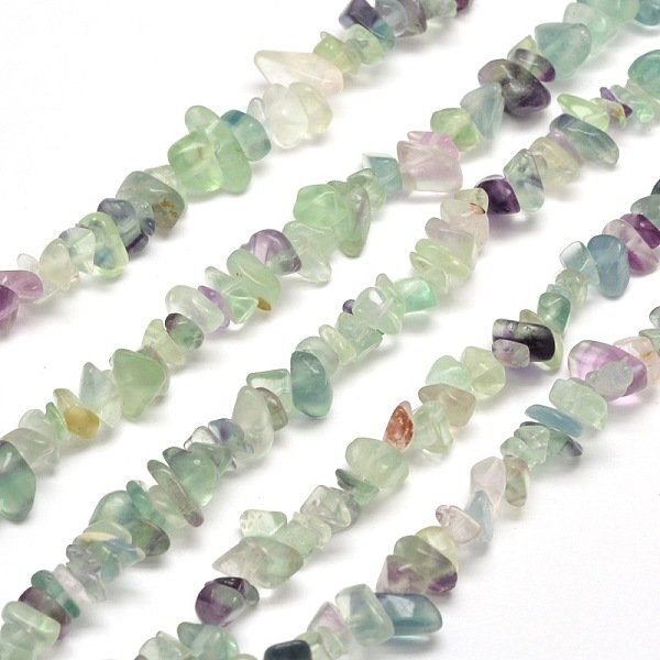 NatüRliches Fluorit-Chip Bead SträNge, 5-8X5-8 Mm, Bohrung: 1 Mm, Etwa 31.5 Zoll-image