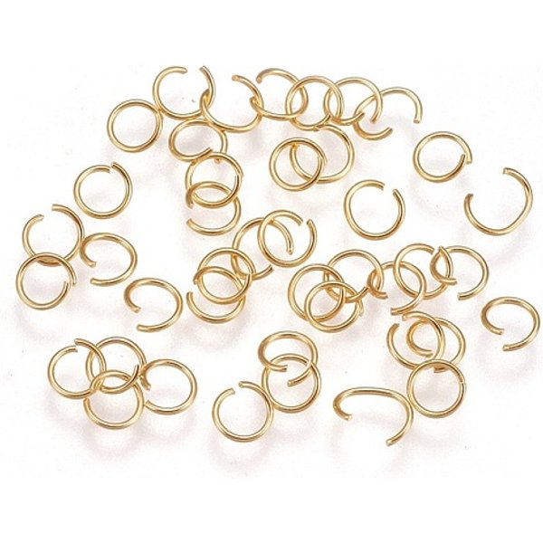 Anneaux Ouverts En Acier Inoxydable 304, VéRitable 18K Plaqué Or, 24 Jauge, 4X0.5Mm, DiamèTre IntéRieur: 3 Mm, Environ 1000 Pcs / Sachet-image