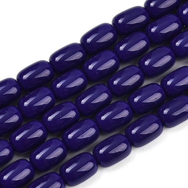 Opaque Glass Beads Strands, Barrel, Blue, 9X6Mm, Hole: 1Mm, About 43Pcs/Strand, 15.28''(38.8Cm)-image