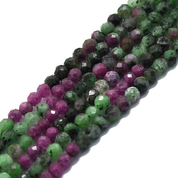 Rubino Naturale In Perline Zoisite Fili, Sfaccettato, Tondo, 4Mm, Foro: 0.8 Mm, Circa 108Pcs/Filo, 15.16''-15.55'' (38.5-39.5 Cm)-image
