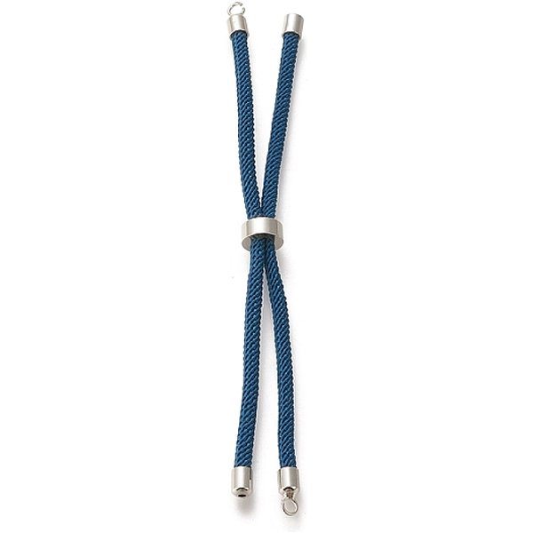 Pulsera De CordóN Retorcido De Nailon, Con El Extremo Del CordóN De LatóN, Para La FabricacióN De Pulseras Deslizantes, Azul Marino, 9 Pulgada (22.8 Cm), Agujero: 2.8 Mm, Longitud De La Cadena úNica: Alrededor De 11.4 Cm-image