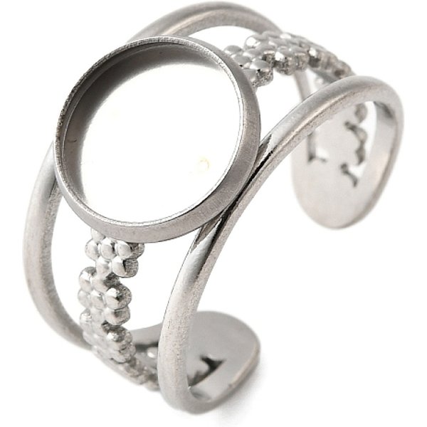 Composants de bague de manchette en acier inoxydable 304, supports de bague de pad, ronde, couleur inoxydable, Plateau: 10 mm, diamètre intérieur: 18.6 mm