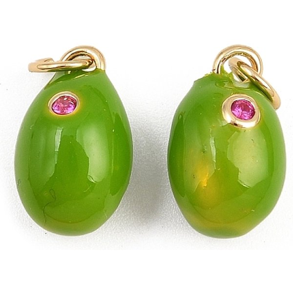 Brass Micro Pave Cubic Zirconia Charms, with Enamel, Real 18K Gold Plated, Cadmium Free & Lead Free, Rack Plating, Long-Lasting Plated, with Jump Ring, Pear, 14x8.5mm, Hole: 3mm