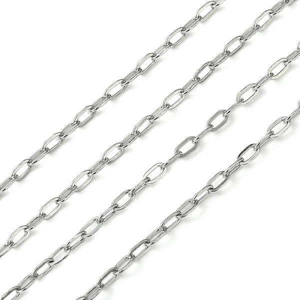 Tarnish Resistant 304 Stainless Steel Cable Chains, Soldered, Flat Oval, Stainless Steel Color, 4X2X0.5Mm-image