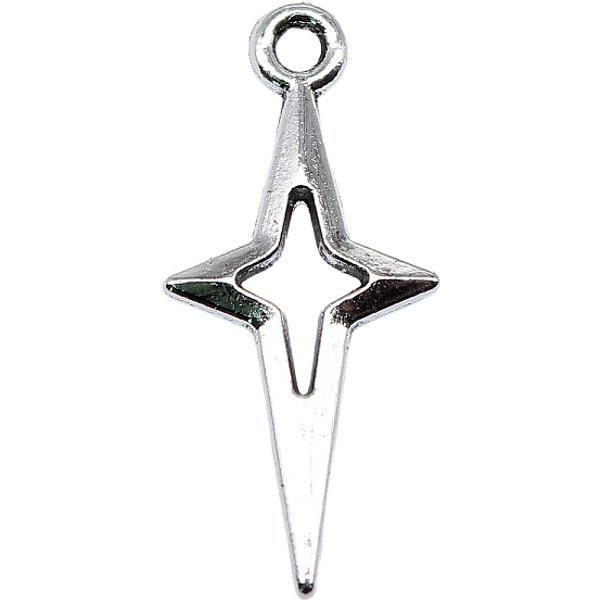 Tibetan Style Alloy Pendants, Star Charms, Antique Silver, 23X10Mm-image