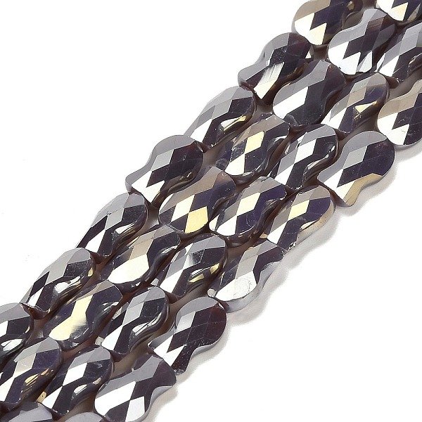 Galvanisieren Glasperlen, Fisch, Ab Farbe, Facettiert, Grau, 10X6X4 Mm, Bohrung: 1.2 Mm, Ca. 70 Stk. / Strang, 27.56'' (70 Cm)-image
