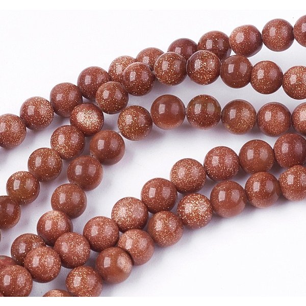 Goldstone Bead Strands, Round, 4Mm, Hole: 0.5Mm, About 95Pcs/Strand, 14.9 Inch-image