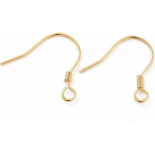 925 Sterling Silver Earring Hooks, With Horizontal Loops, Real 18K Gold Plated, 15.5X15.4Mm, 22 Gauge(0.6Mm), Hole: 1.5Mm-image