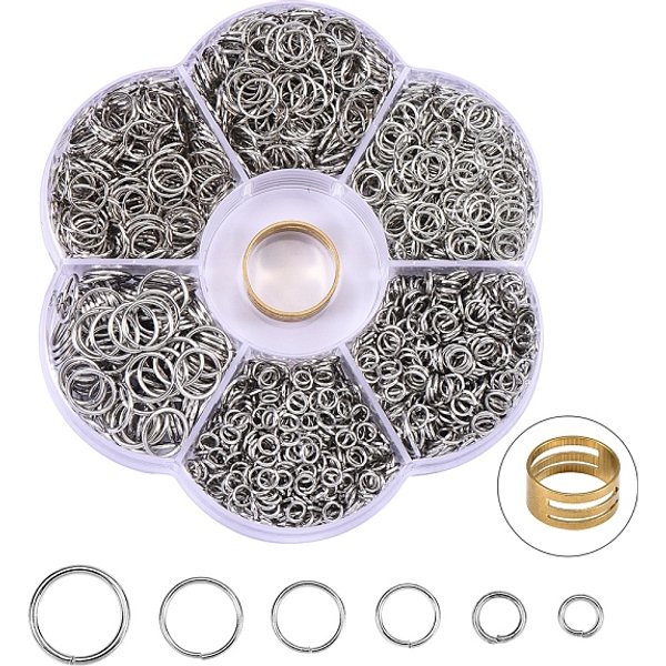 126G Iron Close But Unsoldered Jump Rings, With Brass Rings, Assistant Tool, Platinum, Jump Rings: 130G-image