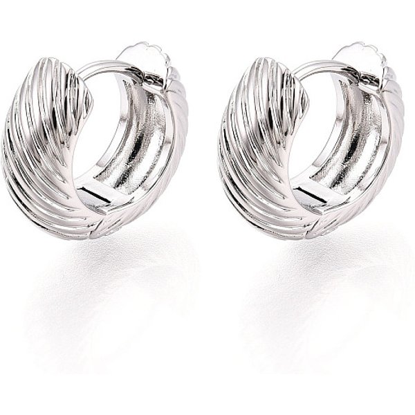Brass Twist Hoop Earrings, Real Platinum Plated, 13X14.5X6Mm-image
