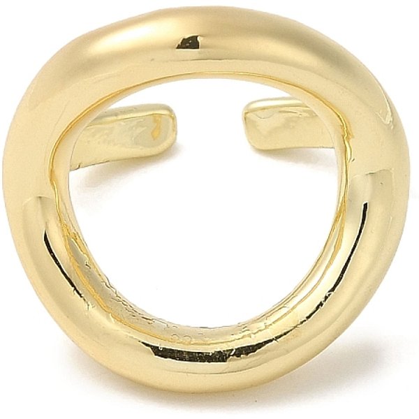 Brass Open Cuff Rings, Hollow Round Ring For Women, Cadmium Free & Lead Free, Real 18K Gold Plated, 3-21Mm, Inner Diameter: 17Mm-image