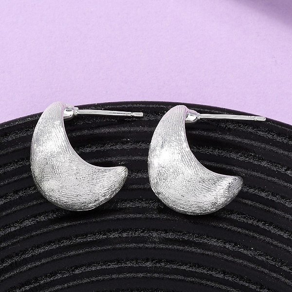 Brass Teardrop Stud Earrings, Nickel Free, Silver, 20x21x10mm