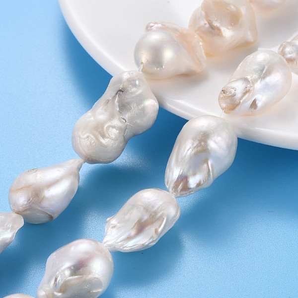 Hebras de perlas keshi de perlas barrocas naturales, perla cultivada de agua dulce, pepitas, color de concha, 18-31x16-23x13-17mm, agujero: 0.6 mm, aproximamente 12-13 pcs / cadena, 14.96-15.35 pulgada (38-39 cm)