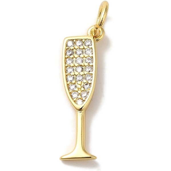 Pendentifs Cubiques En Laiton Micro Pavé, VéRitable 18K Plaqué Or, Breloques De Martini, Breloques De Verre à Vin, Sans Cadmium Et Sans Plomb, Or, 19X6X1.5Mm, Trou: 3Mm-image