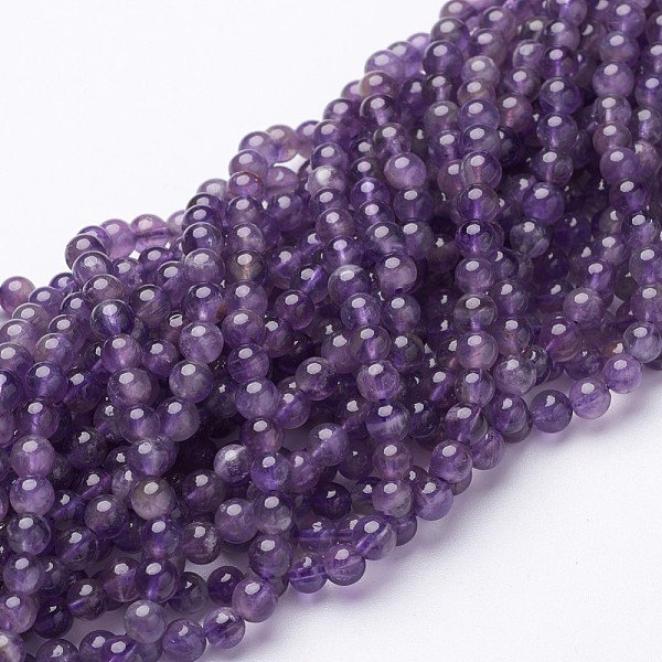 Amethyst Strands, Round, 4mm, Hole: 0.8mm, about 84-88pcs/strand, 15.3 inch