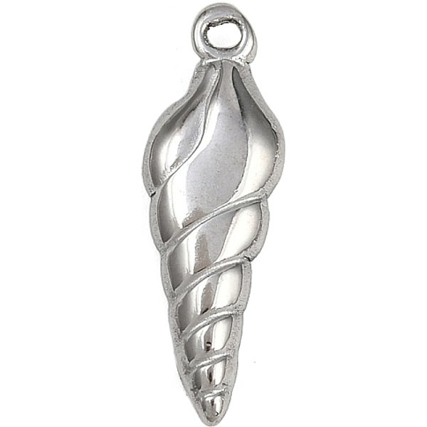 AnhäNger Aus Edelstahl 304, Muschel-AnhäNger, Edelstahl Farbe, 22X7X3 Mm, Bohrung: 1.2 Mm-image