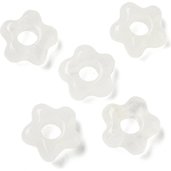 Natural Quartz Crystal European Beads, Rock Crystal Flower Large Hole Beads, 14-15X14-15X5.5-6Mm, Hole: 5Mm-image