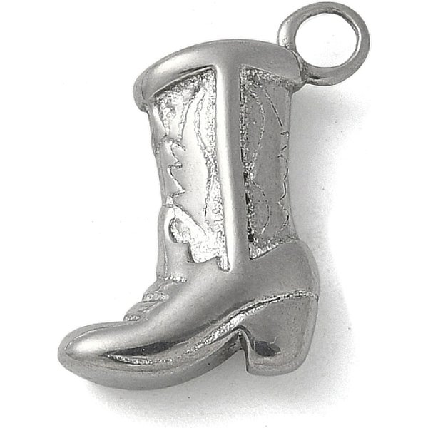 AnhäNger Aus Edelstahl 304, Cowboystiefel-AnhäNger, Edelstahl Farbe, 15X10X4 Mm, Bohrung: 2 Mm-image