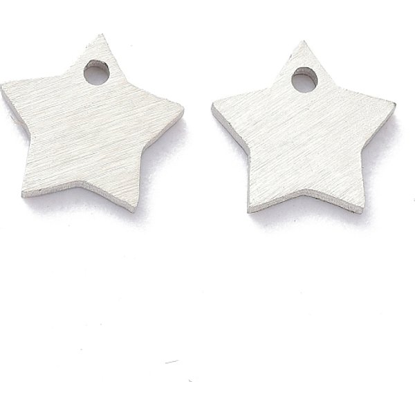 AnlaufgeschüTzte AnhäNger Aus Edelstahl 304, Leere Tag Stempeln, Laserschnitt, Doppelseitiger Ziehbankeffekt, Stern, Edelstahl Farbe, 6X6.5X1 Mm, Bohrung: 0.5 Mm-image