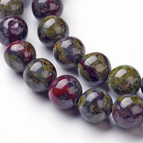 Natural Dragon Blood Jasper Beads Strands, Round, 6Mm, Hole: 1Mm, About 58-61Pcs/Strand, 15 Inch-image