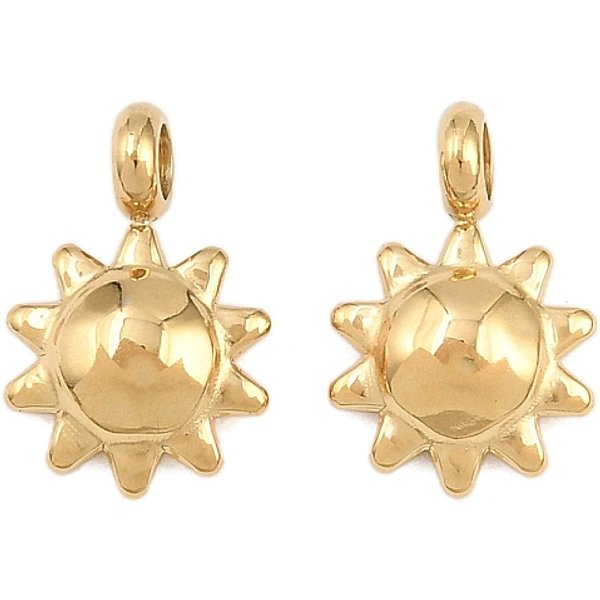 304 Stainless Steel Pendants, Flower, Lead Free & Cadmium Free, Ion Plating(Ip), Real 18K Gold Plated, 13X8.5X2.5-4Mm, Hole: 2.5Mm-image