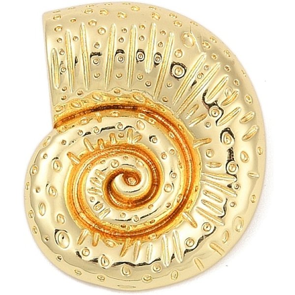 Brass Pendants, Conch Charms, Lead Free & Cadmium Free, Long-Lasting Plated, Rack Plating, Real 18K Gold Plated, 24X20X9Mm, Hole: 6.5X6.5Mm-image