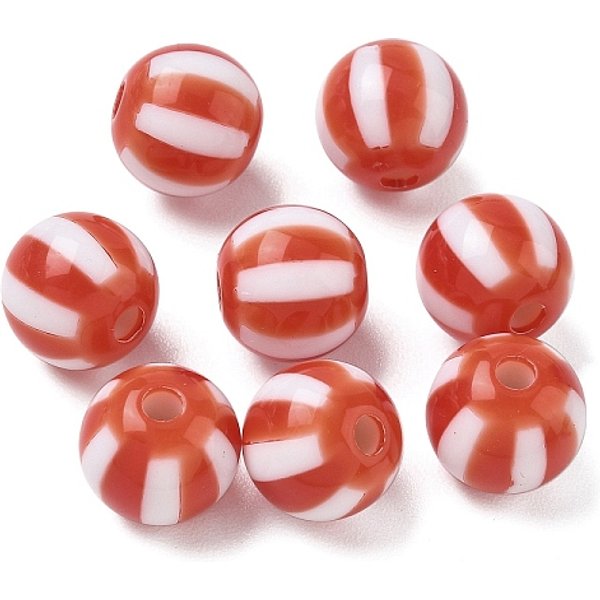 Abalorios AcríLicos Opacos, Redondo Con Raya, Rojo, 11.5Mm, Agujero: 3 Mm, 555 Unidades / 500 G-image