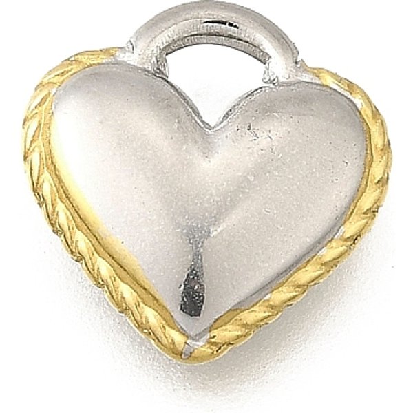 304 Stainless Steel Charms, Ion Plating(Ip), Heart Charm, Golden & Stainless Steel Color, 12.5X12X3.5Mm, Hole: 2.5X2.5Mm-image
