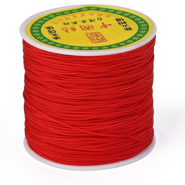 Hilo De Nylon Trenzada, CordóN De Anudar Chino CordóN De Abalorios Para Hacer Joyas De Abalorios, Rojo, 0.8Mm, Aproximamente 100 Yardas / Rodillo-image