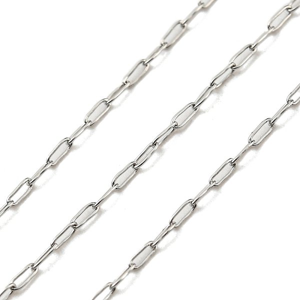 Tarnish Resistant 304 Stainless Steel Chains, Paperclip Chains, Soldered, With Spool, Stainless Steel Color, 2.2X0.7X0.2Mm-image
