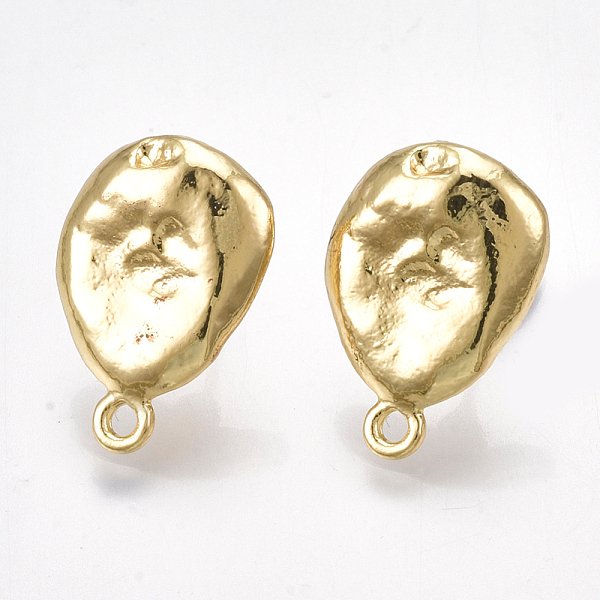 Alloy Stud Earring Findings, With Steel Pins And Loop, Light Gold, 18X12.5Mm, Hole: 1.6Mm, Pin: 0.7Mm-image