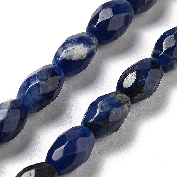 Perline Sodalite Naturale Fili, Riso Sfaccettato, 12.5X8Mm, Foro: 1.2 Mm, Circa 16Pcs/Filo, 7.68'' (19.5 Cm)-image