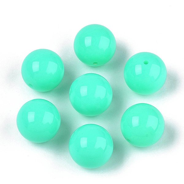 Fluorescence Chunky Acrylic Beads, Round, Turquoise, 20mm, Hole: 2-3mm, about 105pcs/500g
