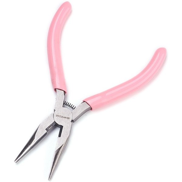 45# Carbon Steel Jewelry Pliers, Chain Nose Pliers, Wire Cutter, Polishing, Pink, 12.35X8.6X0.8Cm-image