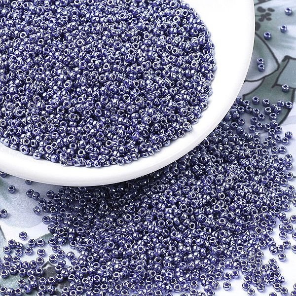 Miyuki Round Rocailles Beads, Japanese Seed Beads, 11/0, (RR434) Opaque Eggplant Luster, 2X1.3Mm, Hole: 0.8Mm, About 1111Pcs/10G-image