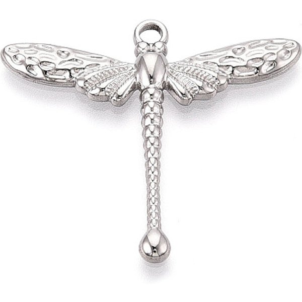 Pendentifs Libellule En Acier Inoxydable 304, Couleur Inoxydable, 31.5X35.5X3Mm, Trou: 2Mm-image