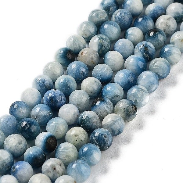 Brins De Perles De Pierre De Glacierite De Glace Bleue Naturelle, Ronde, 6-6.5Mm, Trou: 0.8Mm, Environ 60-62 Pcs/Chapelet, 15.35-15.55 Pouce (39-39.5 Cm)-image