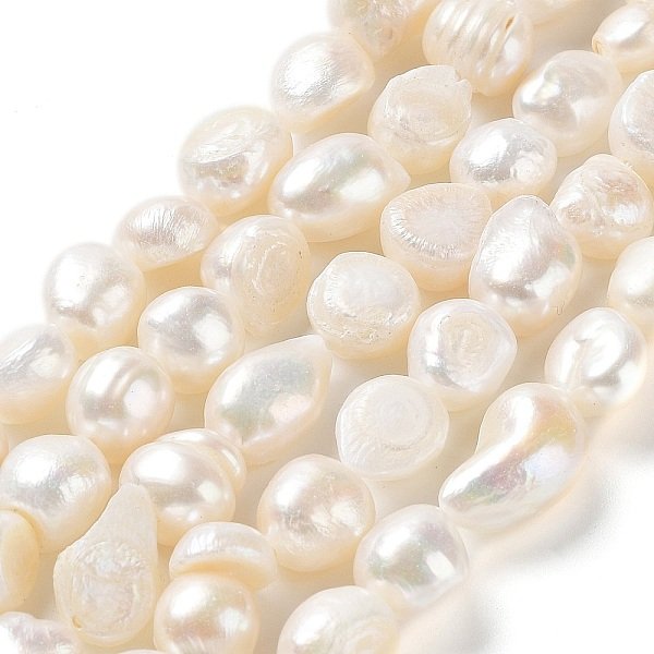Naturali keshi perline perle fili, perla d'acqua dolce coltivata, perle barocche, due lati lucidati, grado 2a+, colore conchiglia, 9-12x8-9x9-10mm, Foro: 0.7 mm, circa 36-39pcs/filo, 13.98'' (35.5-36.5 cm)